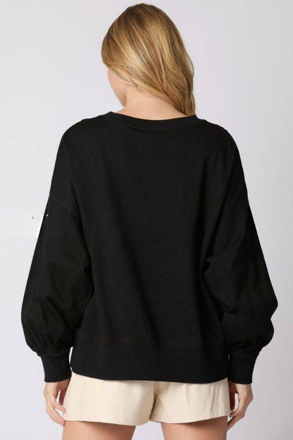 Halloween Letter Bowknot Sweater Loose Casual Top