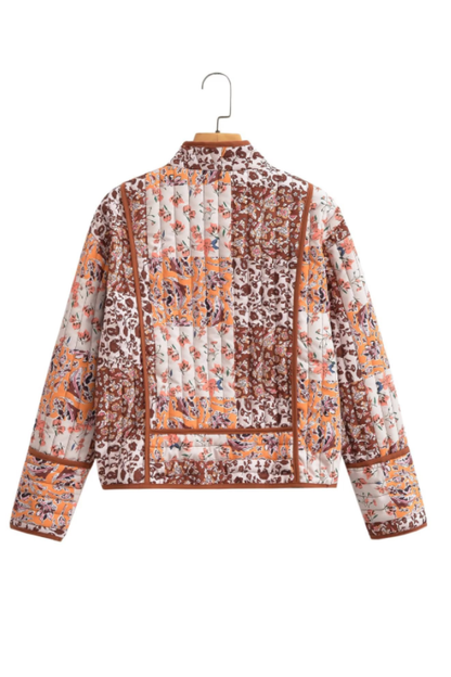 Fashion Printed Loose Casual Cardigan Short Quilted Cotton Jacket