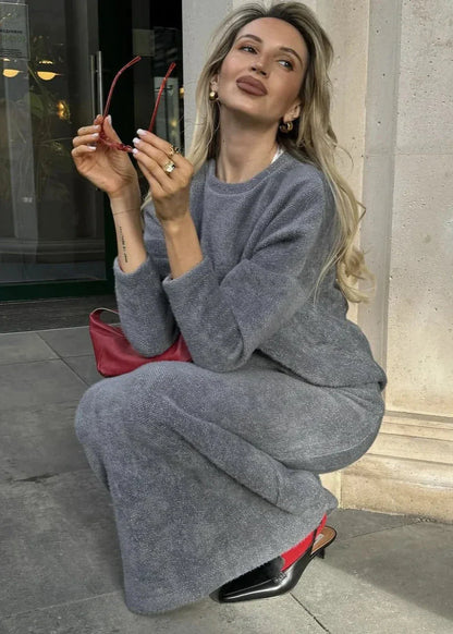 Luxe Cozy Knit Sweater & Fishtail Skirt Set