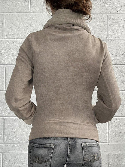 Pleated Lapel Knit Jacket Coat