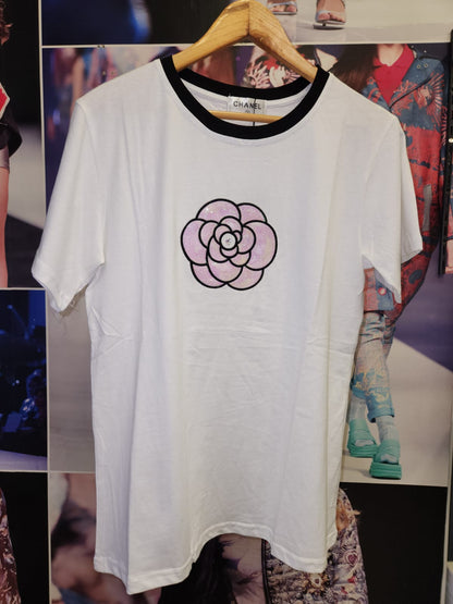 Print Cotton Lycra Flower CH T-Shirt