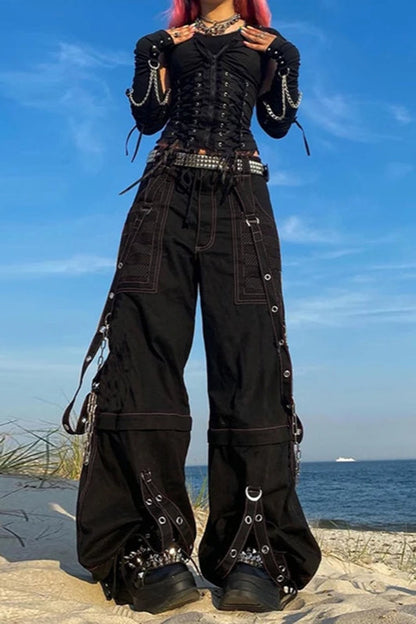 Gothic Wide Leg Cargo Jeans
