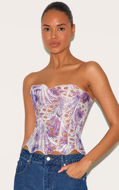 Maci | Lace Tie Corset Top