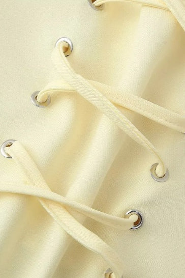 Tie Neck Deep V Bodycon Maxi Dress