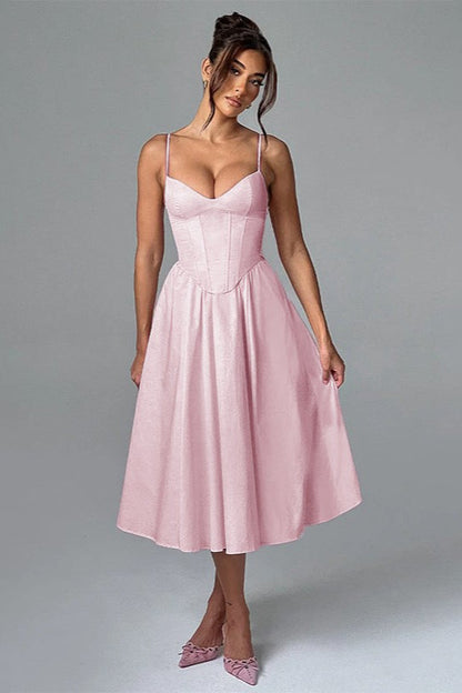 V-Neck Sleeveless Belted Bodycon Maxi Dress