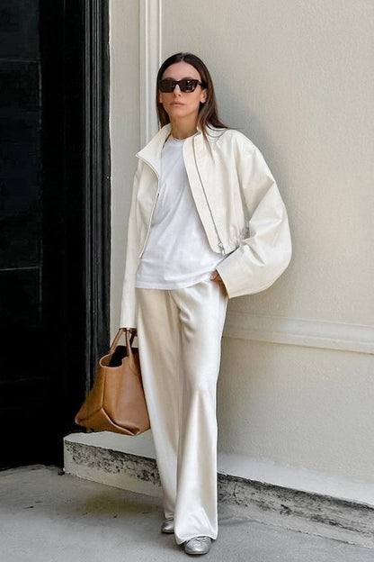 French Minimalist White Trench Jacket