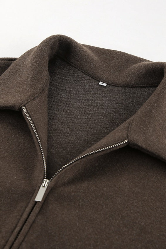 Wool Blend Cropped Casual Jacket