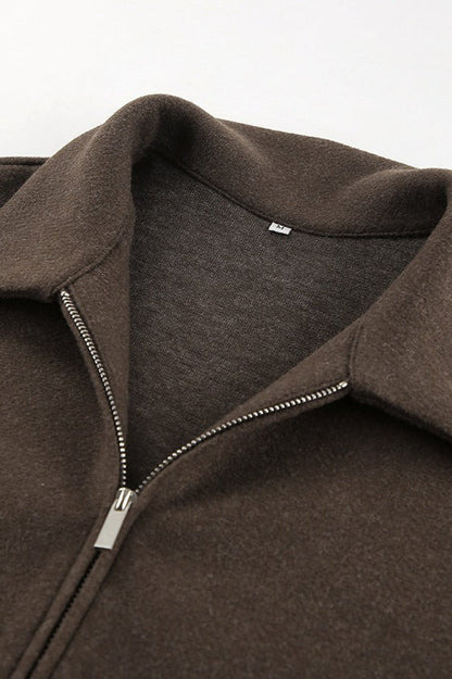 Wool Blend Cropped Casual Jacket