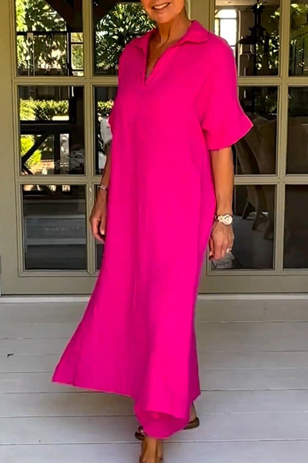 Classy Plain Half Sleeve Midi Dress