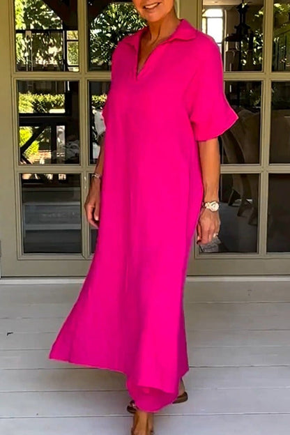 Classy Plain Half Sleeve Midi Dress