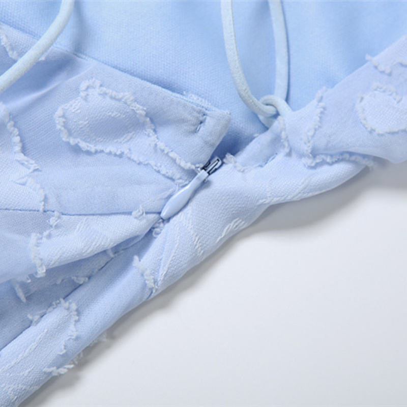 Square neck zip-up self tie spaghetti strap maxi dress