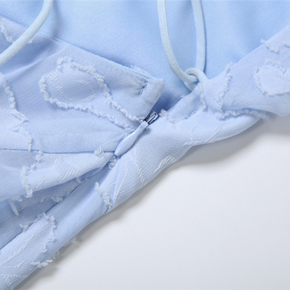 Square neck zip-up self tie spaghetti strap maxi dress