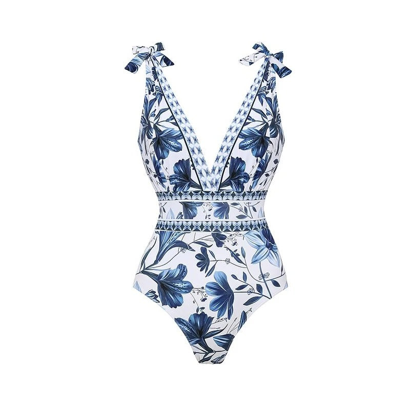 Blue Lagoon Bloom Set – Swimsuit & Skirt