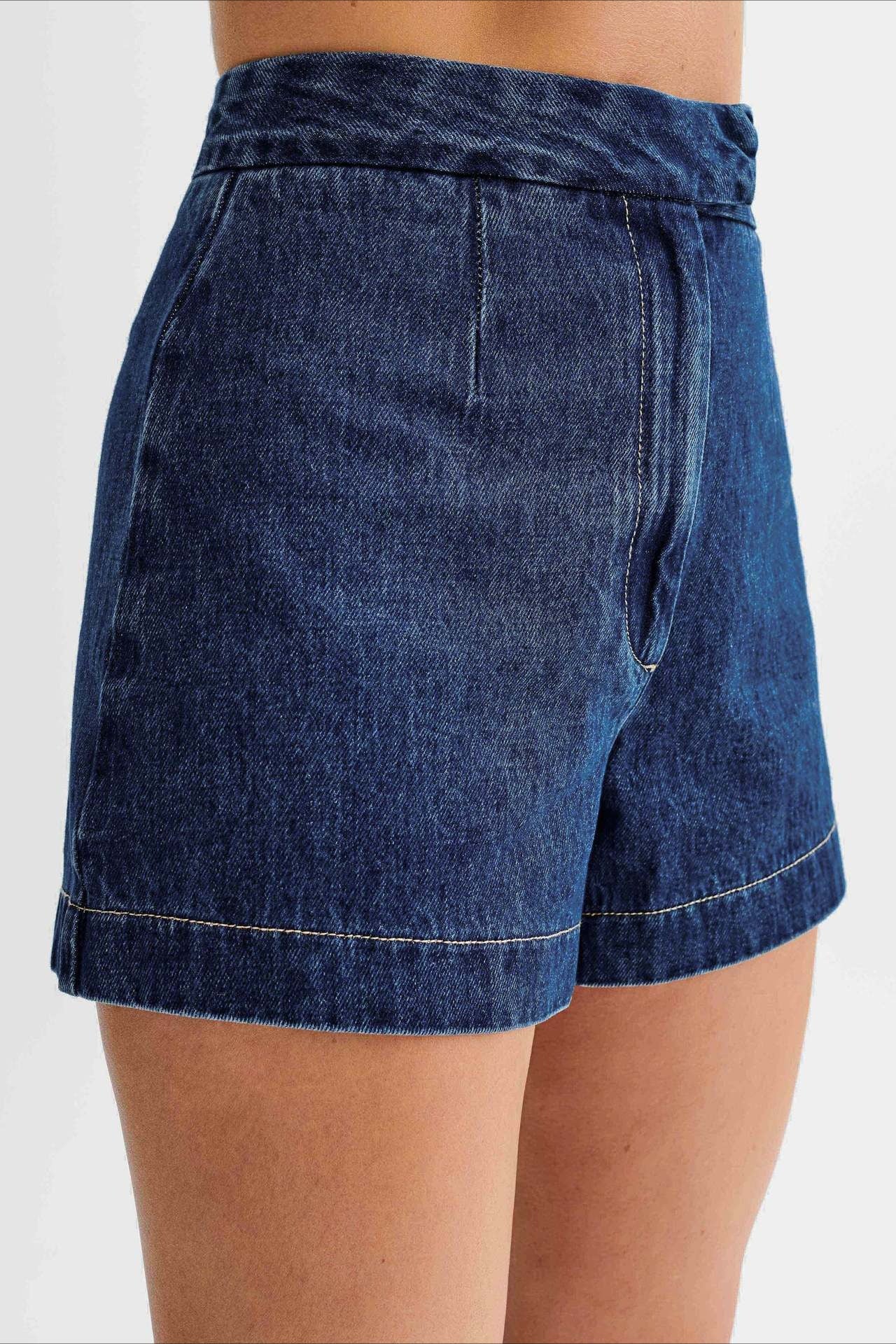 Casual High Waist Vest Denim Shorts Set