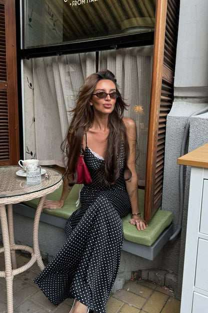 Sexy Polka Dot Cami Long Maxi Dress