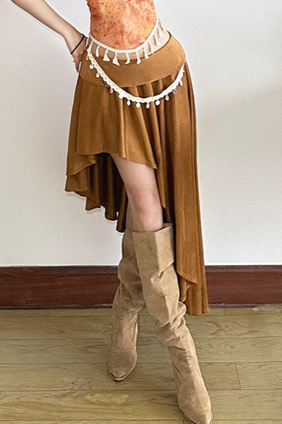 Printed Asymmetrical Slim Skirt