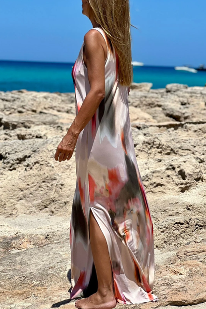 Multicolor Printed Suspender Dress