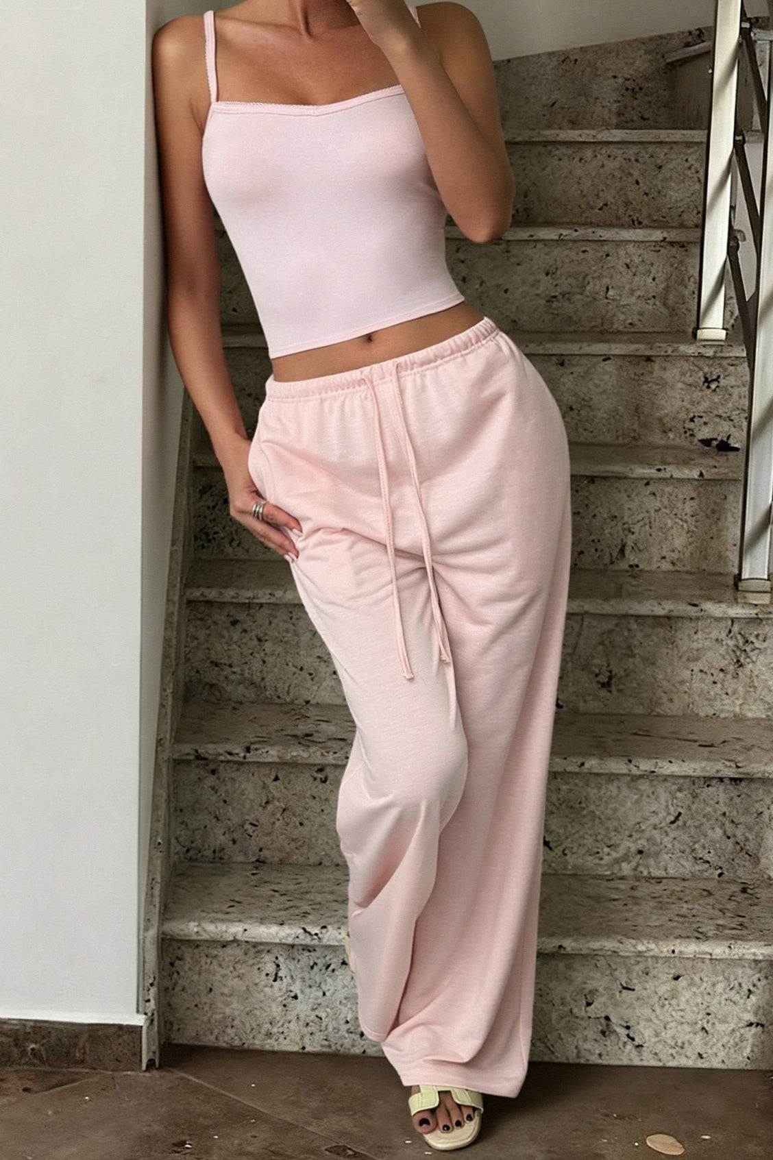 Casual Racerback Tank Top Pants Set
