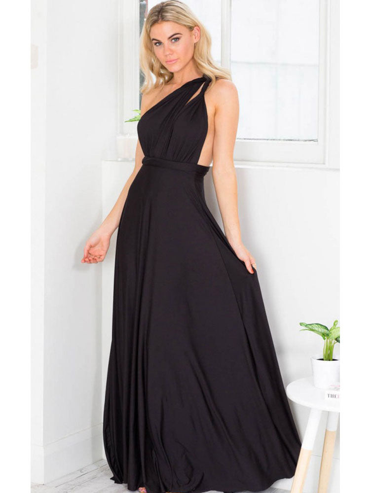 Convertible Women Sleeveless Maxi Dress - Multiway Solid Color Backless Gown - Summer Beach Wedding Bridesmaid Dress 2026