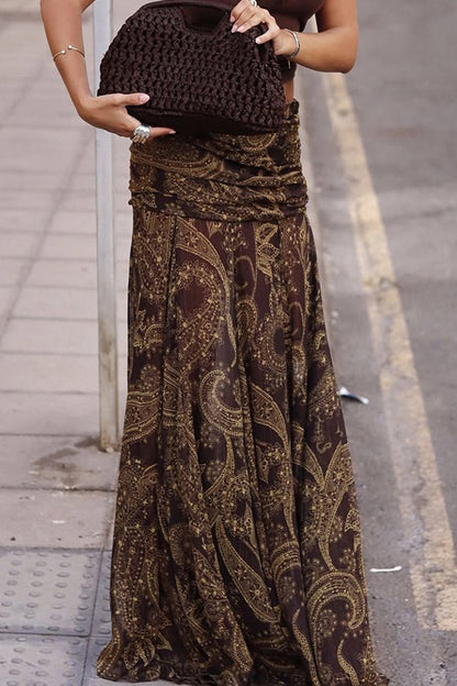 Paisley Print Bodycon Maxi Skirt