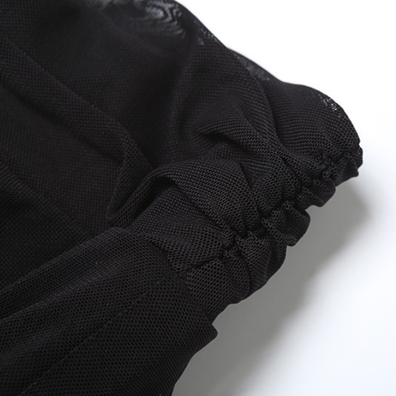 Irregular ruffle A line ruched mesh mini skirt