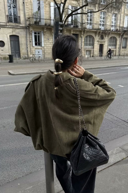 Sueded Texture Bomber Jacket