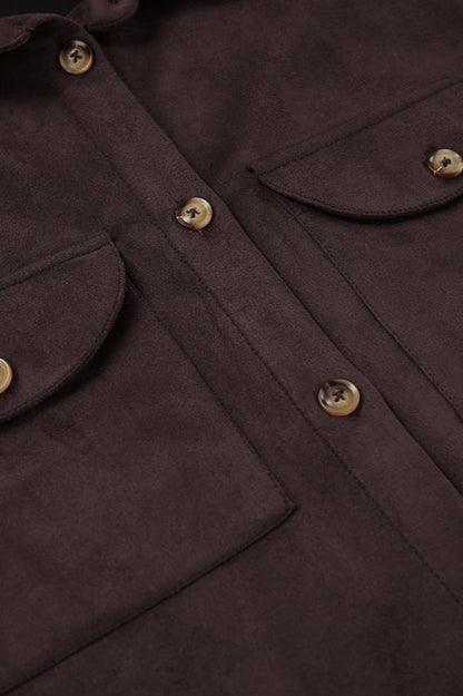 Brown Suede Loose Blazer Coat