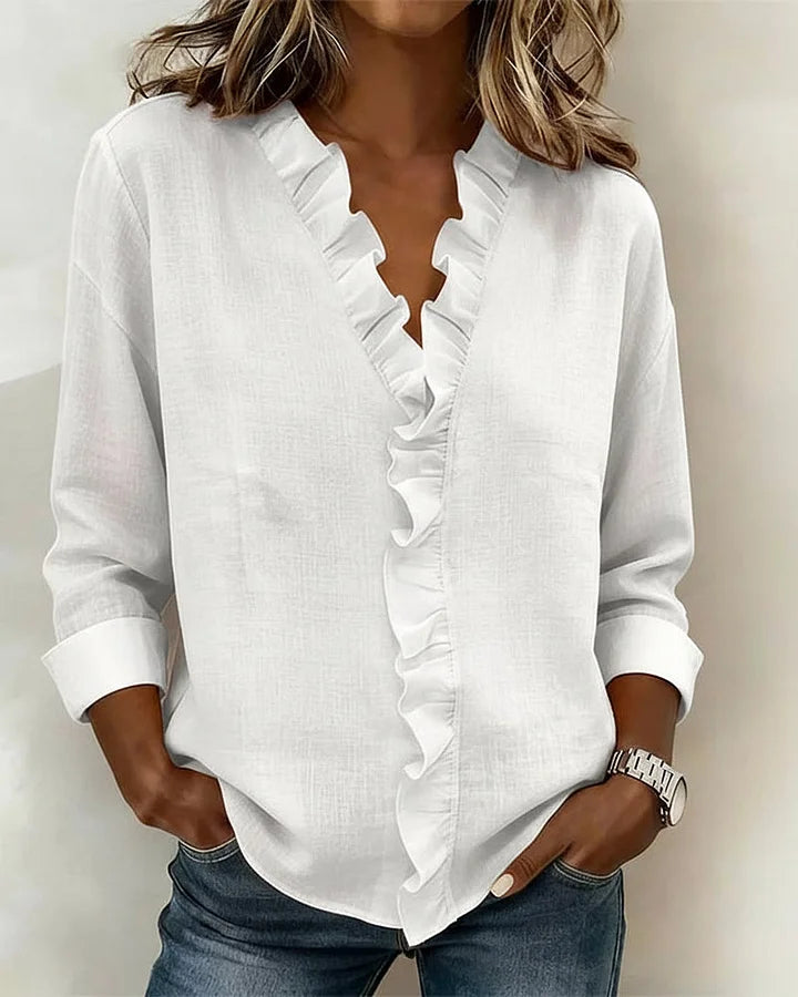 The Indie — Ruffle V-Neck Blouse