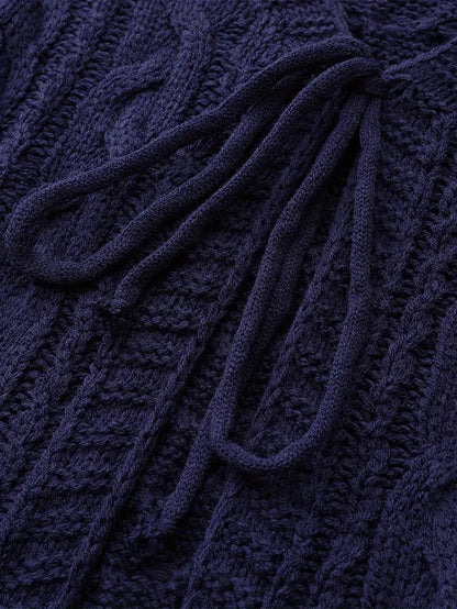 Deep V-neck Navy Blue Cardigan
