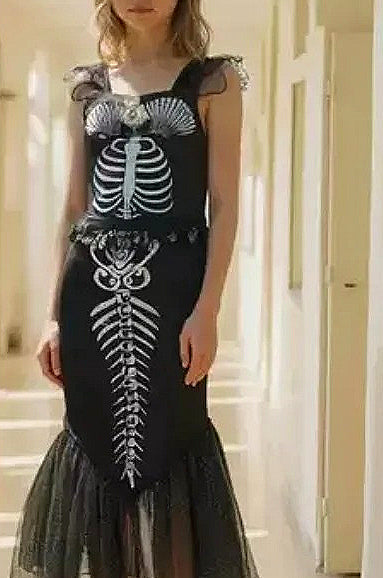 Skeleton Mermaid Dress Kid Halloween