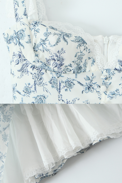 Floral Printed Sweetheart Mini Dress