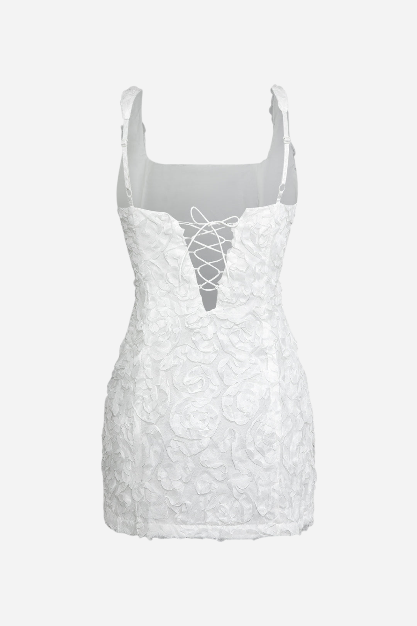 Doris Floral Applique Lace-up Mini Dress