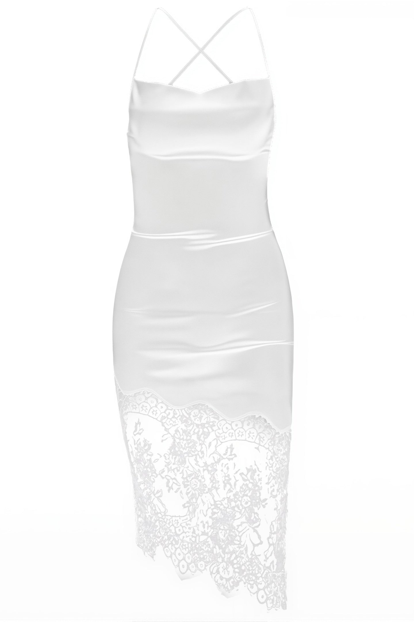 Spaghetti Strap Backless Satin Midi Dress