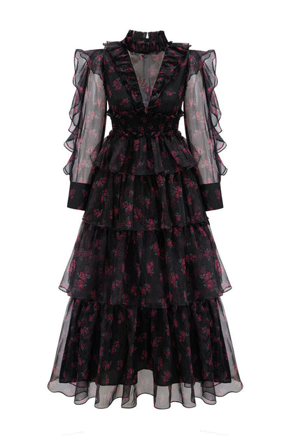 Bowman Black Floral Mesh Dress