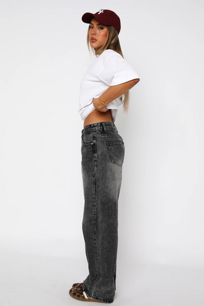 Low Rise Jeans Wide Leg Faded Gray