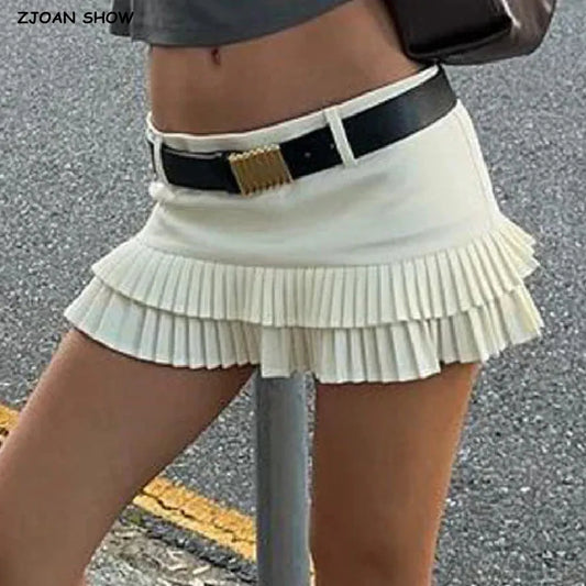 Spliced Pleated Skater Skirt