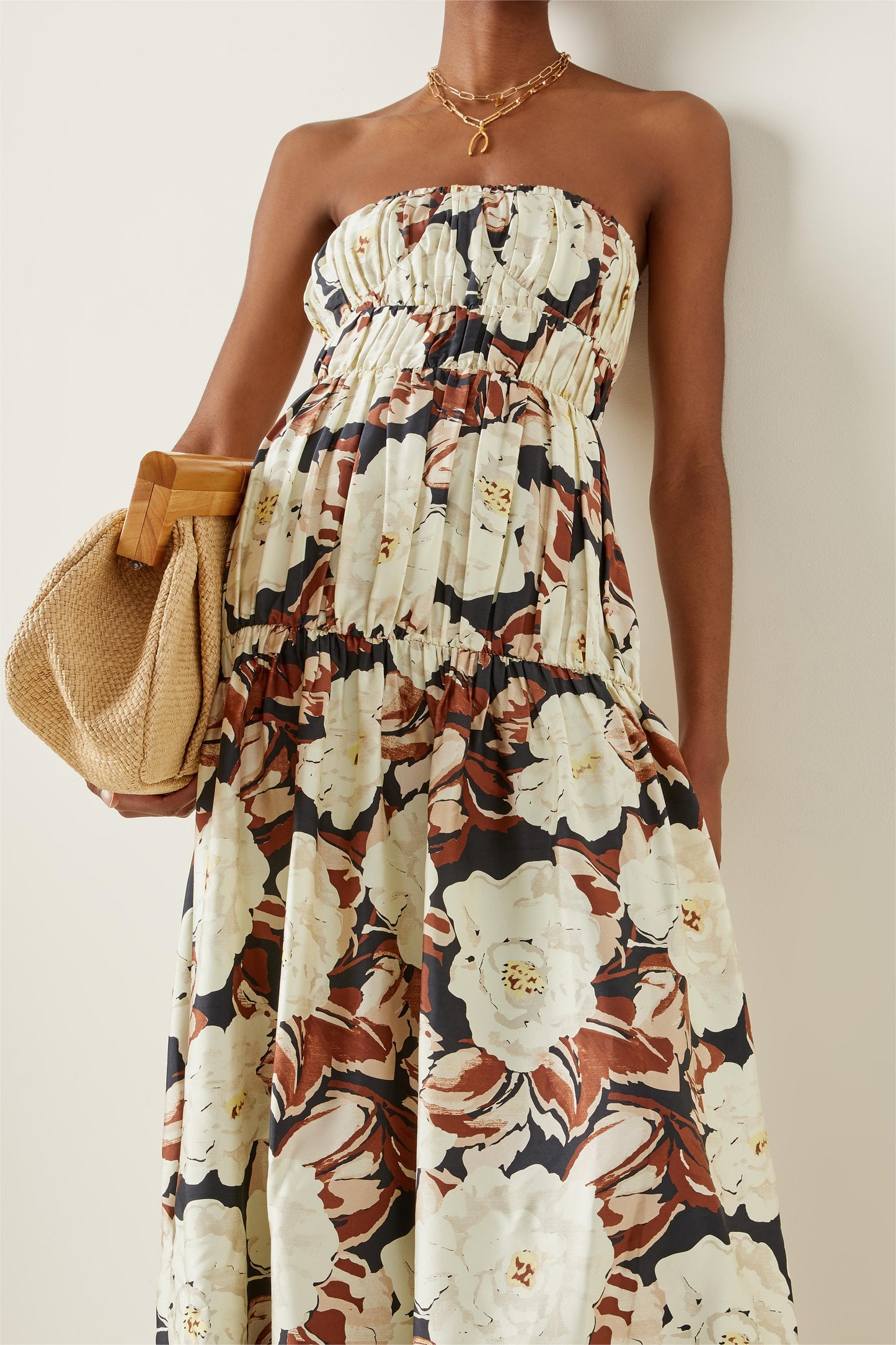 Floral Frill Sleeveless Midi Dress