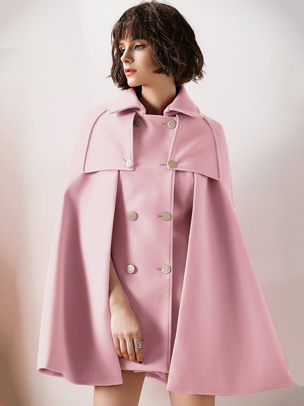 Women Burgundy Wool Blend Poncho Oversized Cape Coat Winter Outerwear 2026