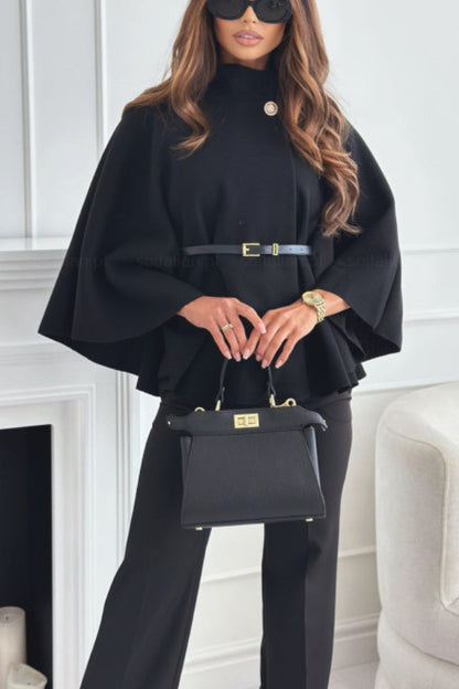 Chic Poncho Cape with Belt
