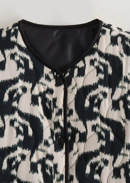 Modern French-Style Printed Cotton Jacket