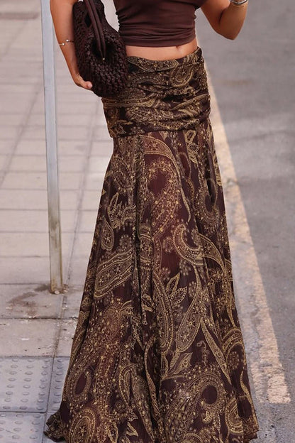 Paisley Print Bodycon Maxi Skirt