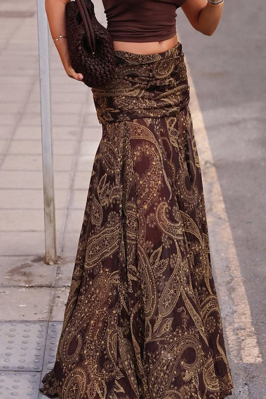 Paisley Print Bodycon Maxi Skirt