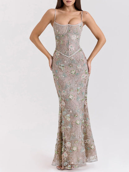 Low-cut Sleeveless Sexy Backless Tie-up Long Dress