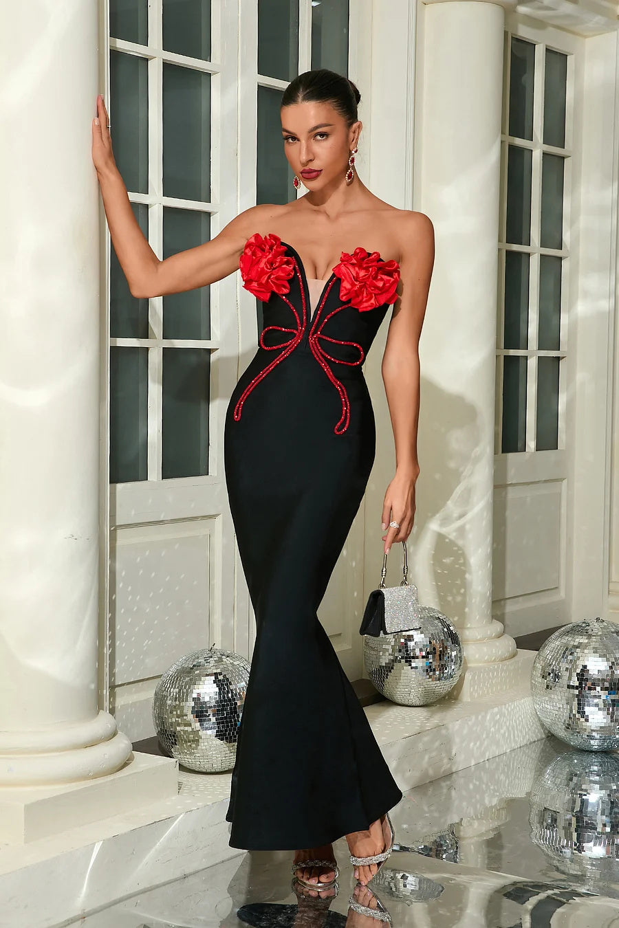 Rosalind Flowers Strapless Maxi Dress