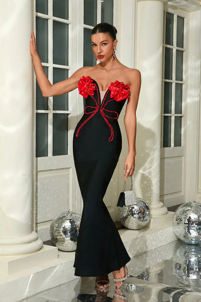 Rosalind Flowers Strapless Maxi Dress