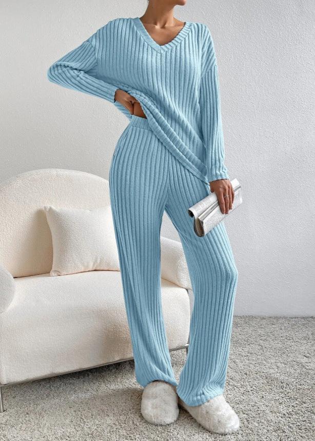 Luxe Ribbed V-Neck Loungewear Set