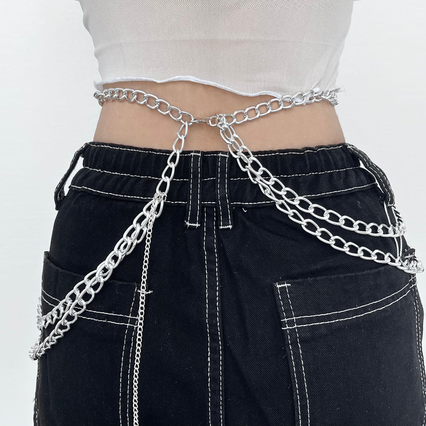 Cross pendant chain layered waist chain