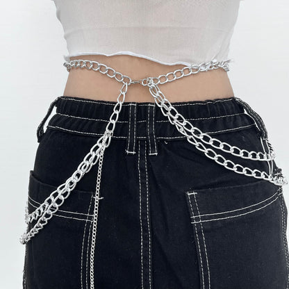 Cross pendant chain layered waist chain