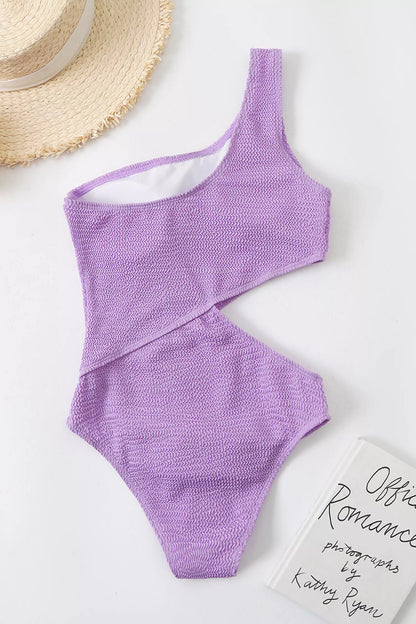 Amaris Purple One Shoulder Cut Our Swimwear