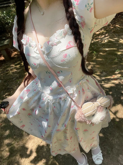 Sweet Cute Puff Sleeve Floral Dress
